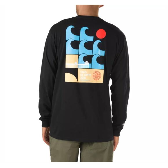 Vans 2018 US Open Surfint Huntington Beach POSTER LONG SLEEVE T-SHIRT Small - Picture 1 of 5